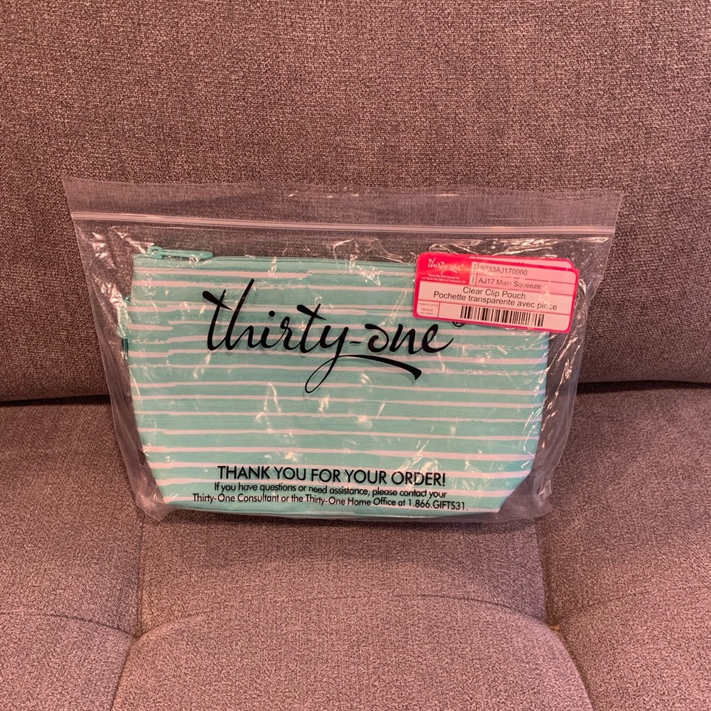 Clear Clip Pouch in Miami Stripe